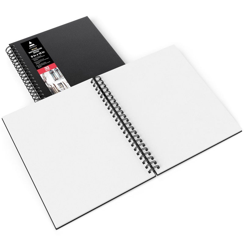 ARTEZA Watercolor Sketchbook 2-Pack, 64 Pages Each, 9x12 Inches â€“ Spiral-Bound, 140 lb Cold Press Paper, Black Hardcover for Watercolor & Mixed Media - Image 4
